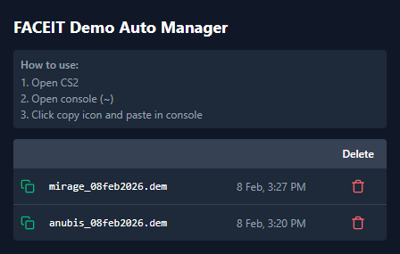 FACEIT Demo Auto Manager Extension